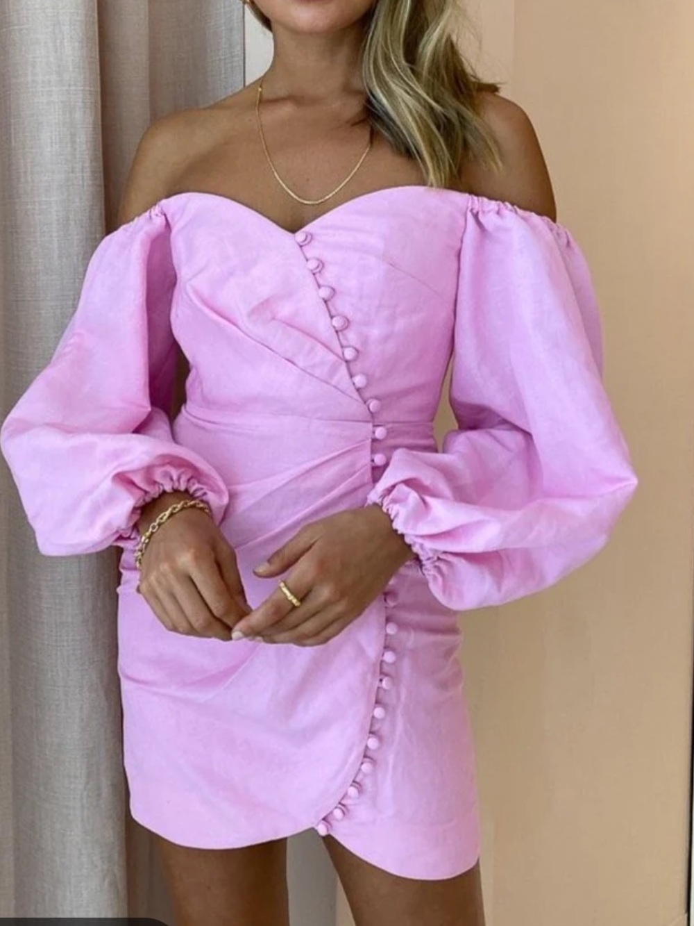 Off-Shoulder Sweetheart Mini Dress in Pink - Significant Other - Picture 2 of 5